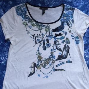 Bows and Beads Embellished Capped Sleeve Top M